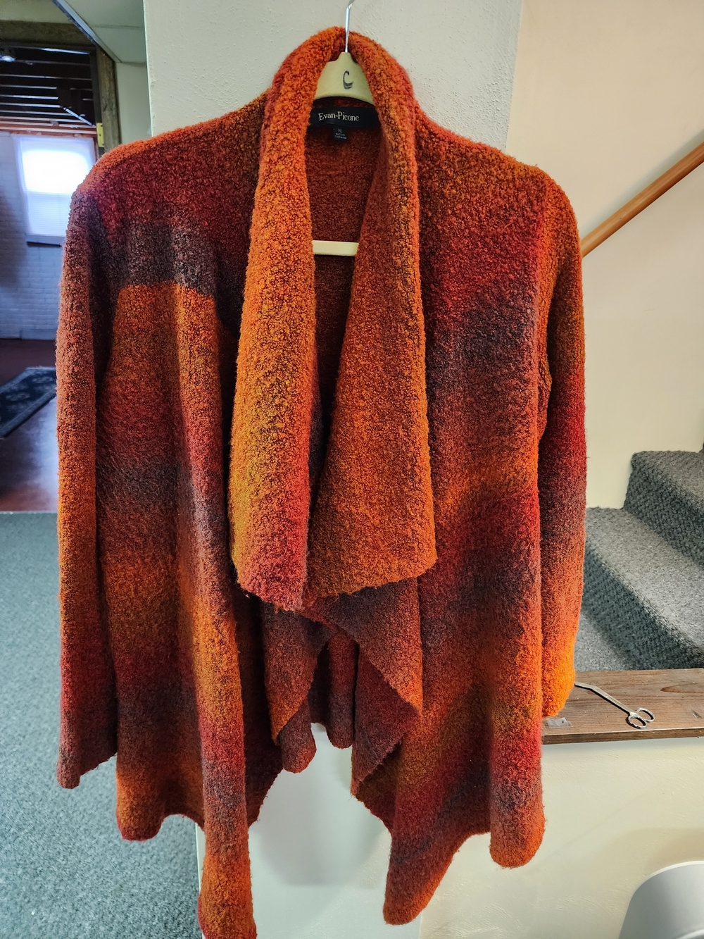Evan Picone XL Rust and Burnt Orange Ombre Open-Front Cardigan